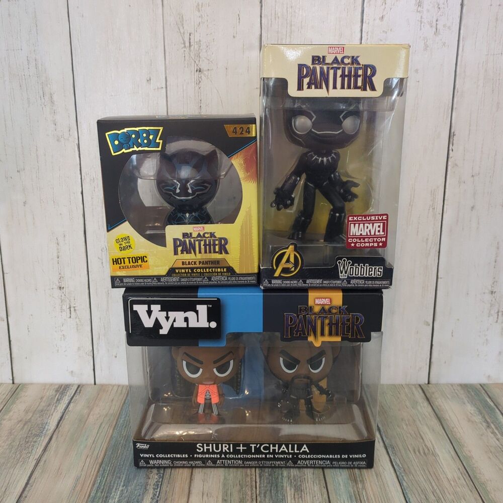 Funko Black Panther Bundle T'Challa Shuri Dorbz Vynl Wacky Wobbler MCU MCC GitD